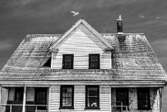 Keeper's House at Mount Desert Rock Endured Many Storms -BW